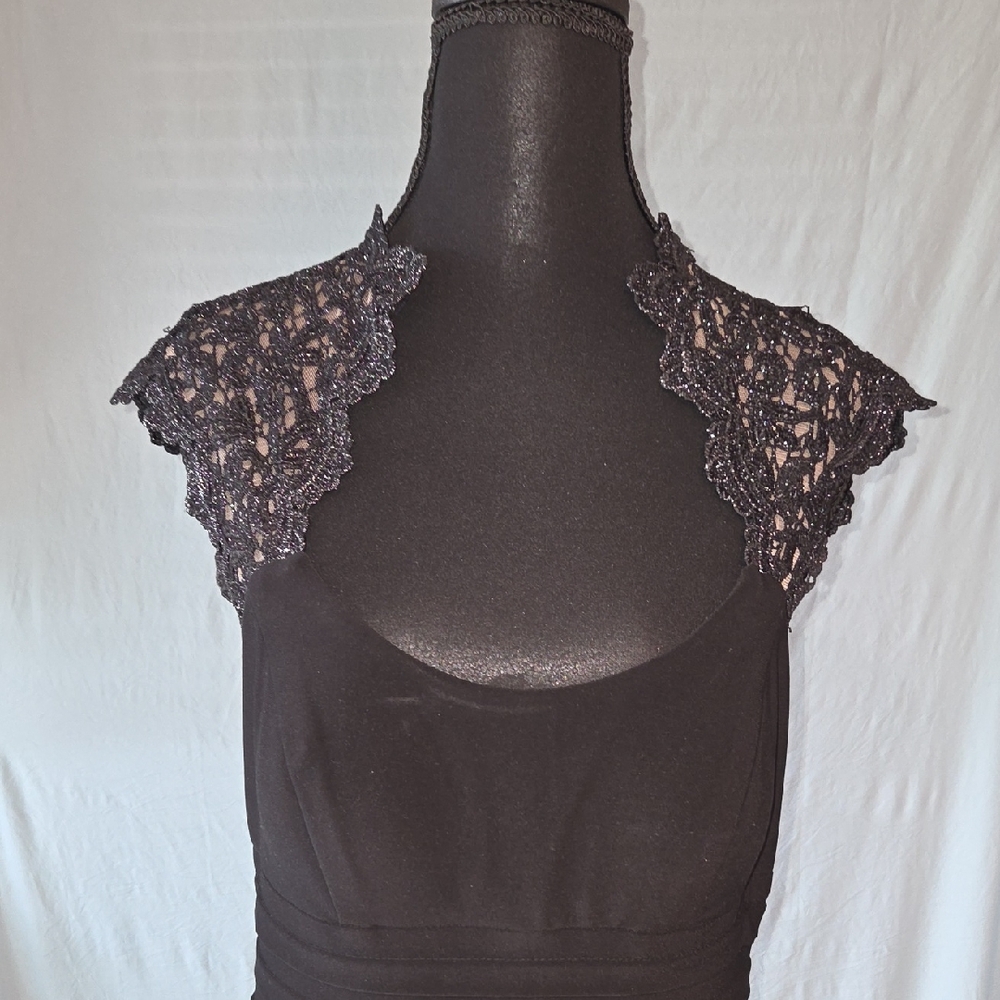 Xscape Elegant Black Lace Wedding Dress